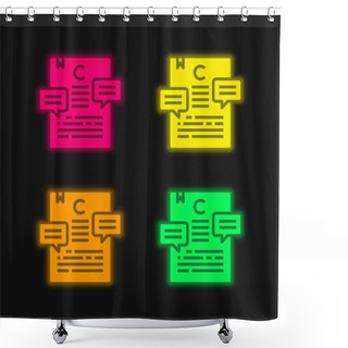 Personality  Article Four Color Glowing Neon Vector Icon Shower Curtains