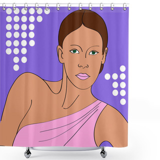 Personality  Vector Portrait Of A Girl. Shower Curtains