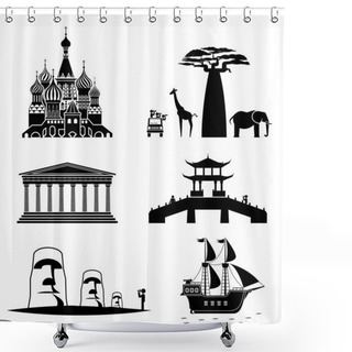 Personality  Travel Icons. Shower Curtains
