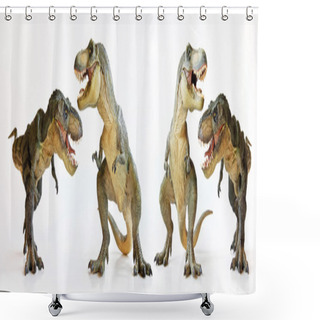 Personality  A Tyrannosaurus Quartet On A White Background Shower Curtains