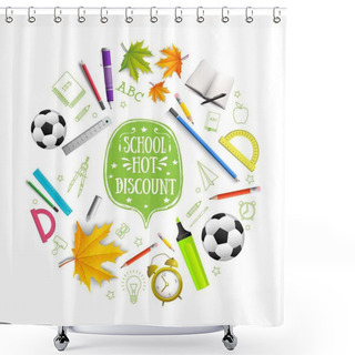 Personality  Realistic Back To School Round Concept Shower Curtains