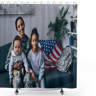 Personality  African American Mother In Military Uniform Shower Curtains