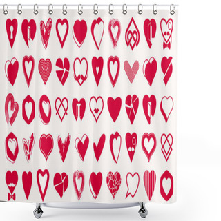 Personality  Hearts Big Vector Set Of Different Shapes And Concepts Logos Or Icons, Love And Care, Health And Cardiology, Geometric And Low Poly, Collection Of Heart Shapes Symbols. Shower Curtains