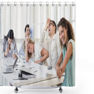 Personality  Business Team Laughing During Meeting Shower Curtains