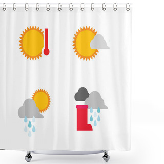 Personality  Set Of Weather Icons Shower Curtains
