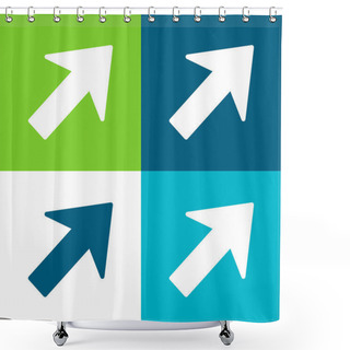 Personality  Arrow Up Right Flat Four Color Minimal Icon Set Shower Curtains