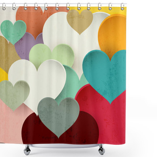 Personality  Vector Background With Hearts Shower Curtains