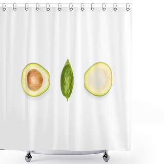 Personality  Halves Of Avocado And Basil Leaf Shower Curtains