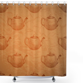 Personality  Vintage Background With Kettles. Shower Curtains