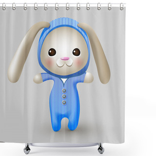 Personality  Cute Bunny Doll. Vector Illustration. Shower Curtains