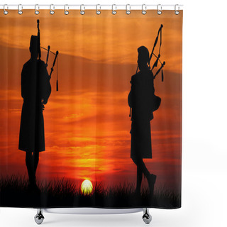 Personality  Pipers At Sunset Shower Curtains