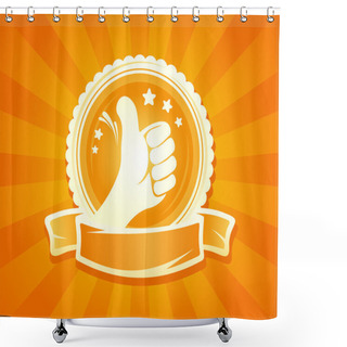 Personality  Hand Thumbs Up Emlbem. Shower Curtains