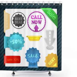 Personality  Set Of Vector Sale Signs, Labels, Badges, Stickers Shower Curtains