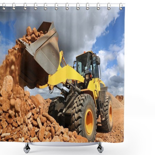 Personality  Front End Loader Tipping Stone Shower Curtains