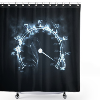 Personality  Car Speedometer In A Dark  Shower Curtains