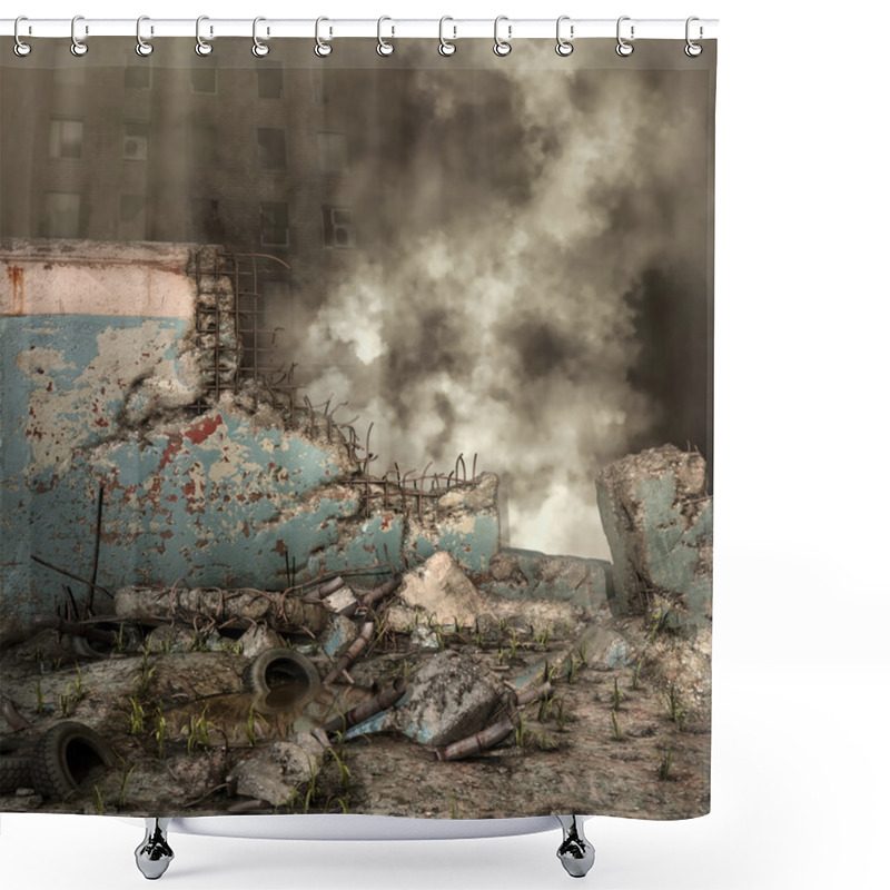 Personality  City ruins and rubble shower curtains