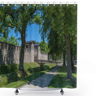Personality  Main Entrance Of The Roman Castle Saalburg, Bad Homburg, Germany Shower Curtains