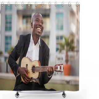 Personality   Man Playing A Guitar Shower Curtains
