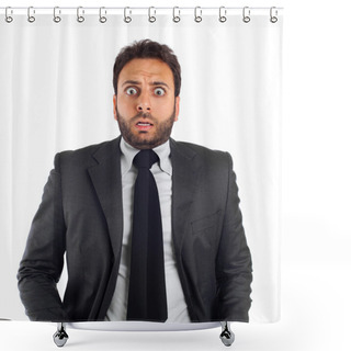 Personality  Young Business Man With An Expression Of Fear Shower Curtains
