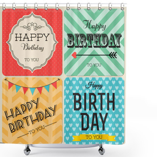 Personality  Happy Birthday Greeting Cards Set Shower Curtains