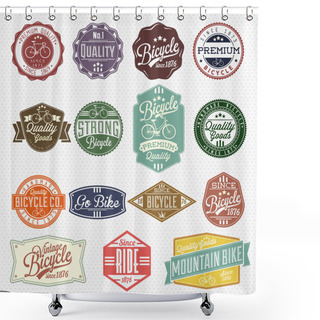 Personality  Vintage Frame With Bicycle Labels Shower Curtains