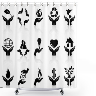 Personality  Hands Holding Icons Set Shower Curtains