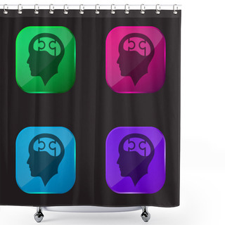 Personality  Bald Head With Puzzle Brain Four Color Glass Button Icon Shower Curtains
