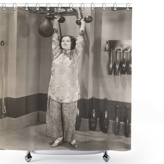 Personality   Woman Lifting Dumbbells  Shower Curtains