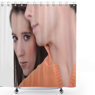 Personality  A Shy Young Woman Shower Curtains