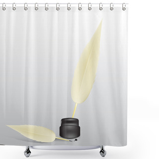 Personality  Vector Feather And Ink Bottle Shower Curtains