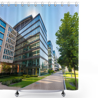 Personality  Alley With Modern Office Buildings In Budapest Shower Curtains