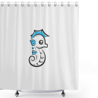 Personality  Cute Seahorse Design Line Art With Variant Color Shower Curtains