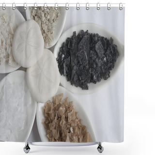Personality  Colorful Natural Flaked Sea Salt With Sand Dollars Shower Curtains