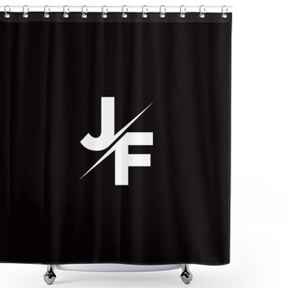 Personality  Logo Letter Monogram Slash With Modern Logo Designs Template On Black Color And White Background Shower Curtains
