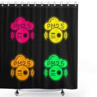 Personality  Air Pollution Four Color Glowing Neon Vector Icon Shower Curtains