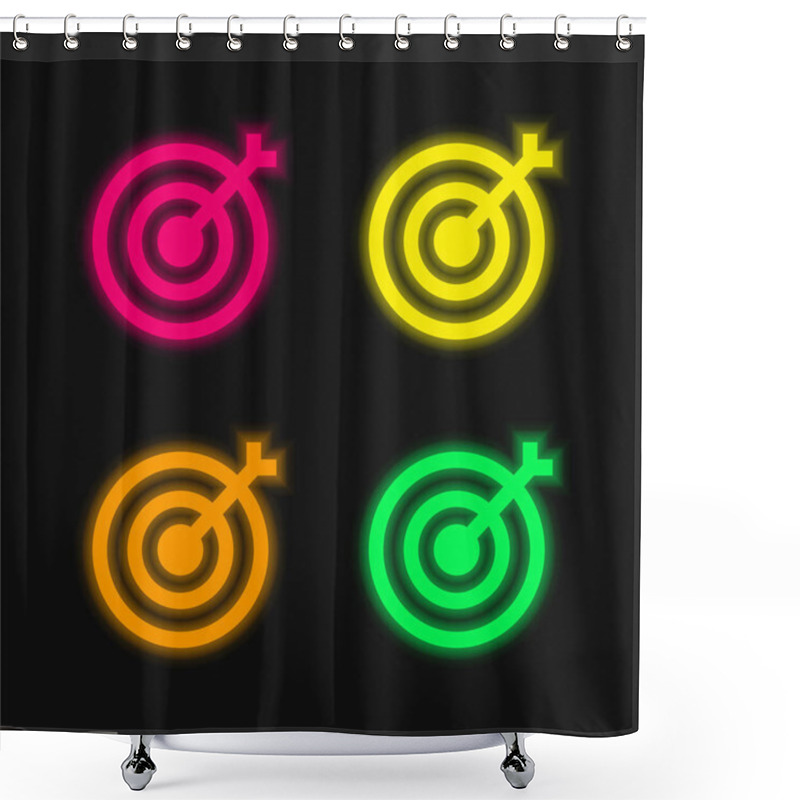 Personality  Archery Four Color Glowing Neon Vector Icon Shower Curtains