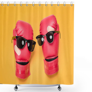 Personality  Boxing Gloves With Sunglasses  Shower Curtains
