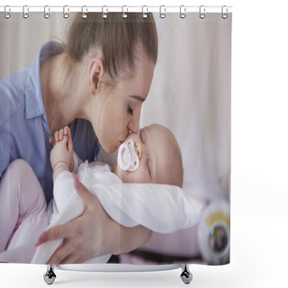 Personality  Mother With Her Baby Daughter Shower Curtains