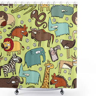 Personality  African Animals Seamless Pattern Shower Curtains