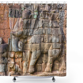 Personality  Terrace Of Elephants, Angkor Thom, Cambodia Shower Curtains