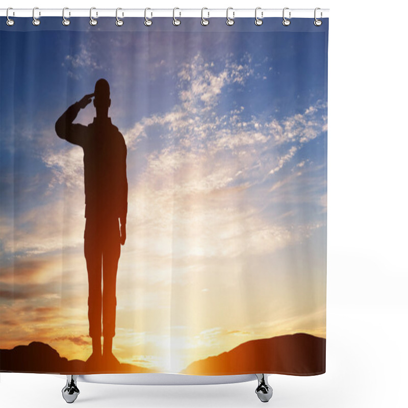 Personality  Soldier salute. Silhouette shower curtains
