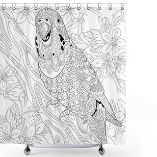 Personality  Zentangle Stylized Budgie Parrot Shower Curtains