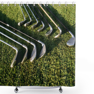 Personality  Golf Clubs On Grass Shower Curtains