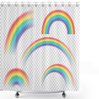 Personality  Abstract Realistic Colorful Rainbow On Transparent Background. Vector Illustration. Shower Curtains