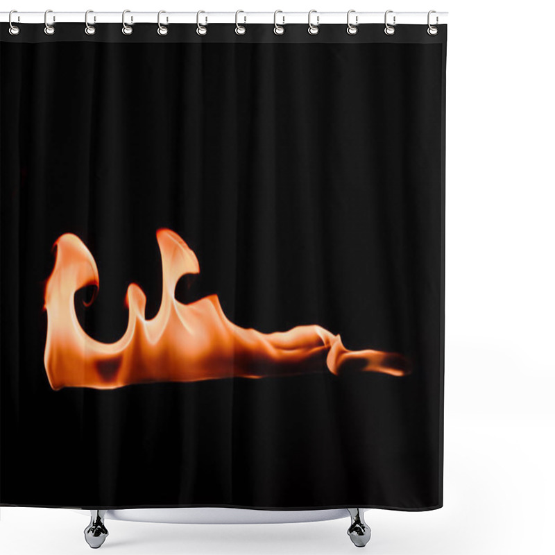Personality  close up view of burning orange fire on black background shower curtains