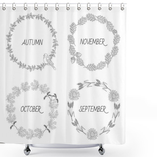 Personality  Wreaths Of Autumn Elements Shower Curtains