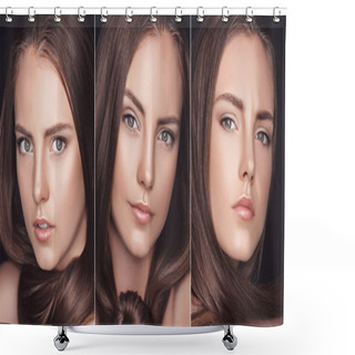 Personality  Beautiful Brunette Girl Shower Curtains