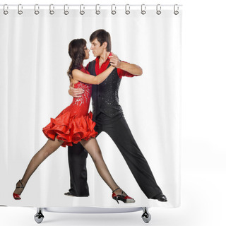 Personality  Tango Dancers In Action Shower Curtains