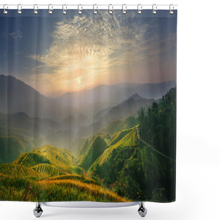 Personality  Sunrise At Rice Terrace Shower Curtains