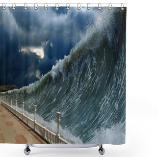 Personality  Tsunami Waves Shower Curtains